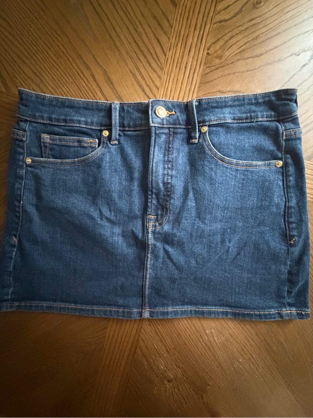 Good American Classic Dark Blue Denim Mini Skirt
